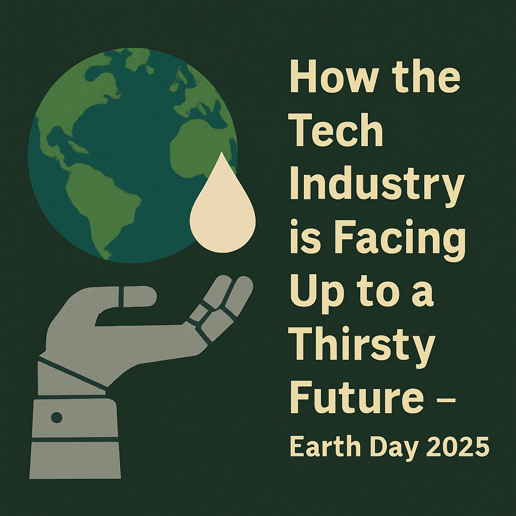 How the tech industry is facing up to a thirsty future -Earth Day 2025 The image suggests the seriousness of the environmental impact of AI